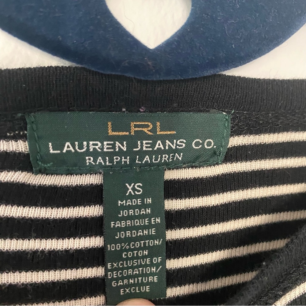 Ralph Lauren Jeans Co Black and White Striped Long Sleeve Shirt - Picture 3 of 6